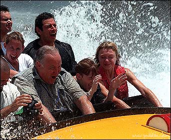 Jeff getting soaked on the ride.
